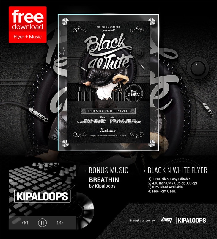 Free Black And White Club Flyer Template PSD
