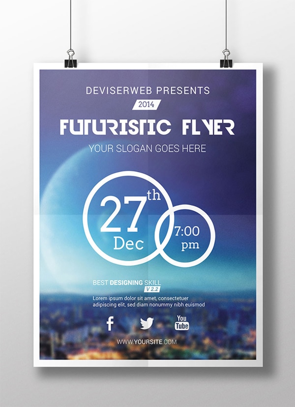 Free Futuristic Party Flyer Template PSD