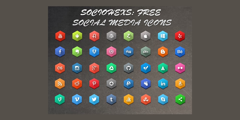 Free Hexagonal Social Media Icons