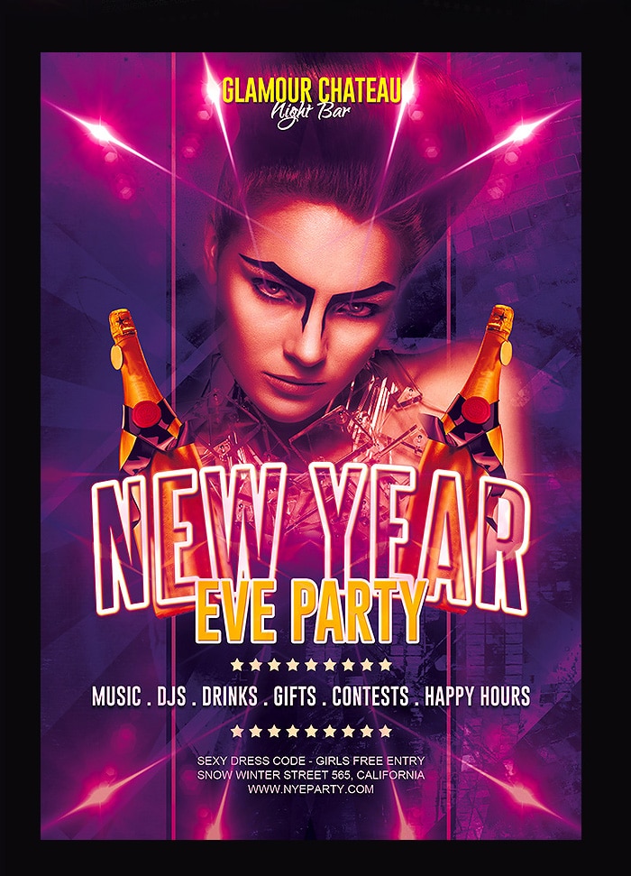 Free New Year Eve Party Flyer Template PSD