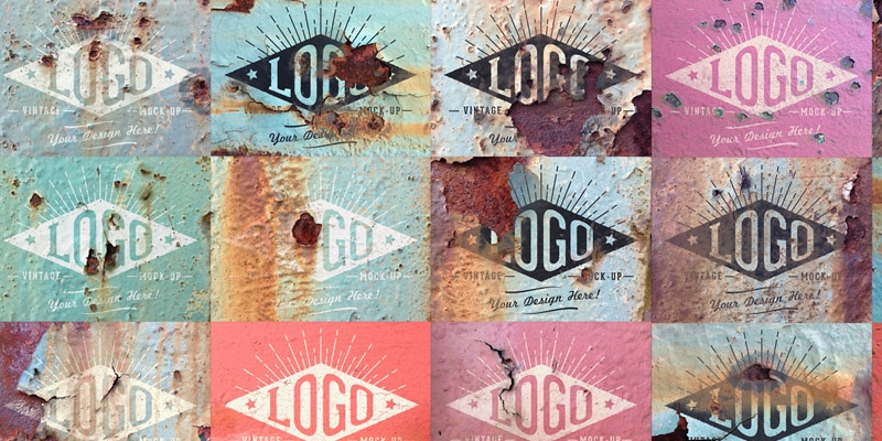 Free Realistic Rusty Metal Logo Mockup Textures