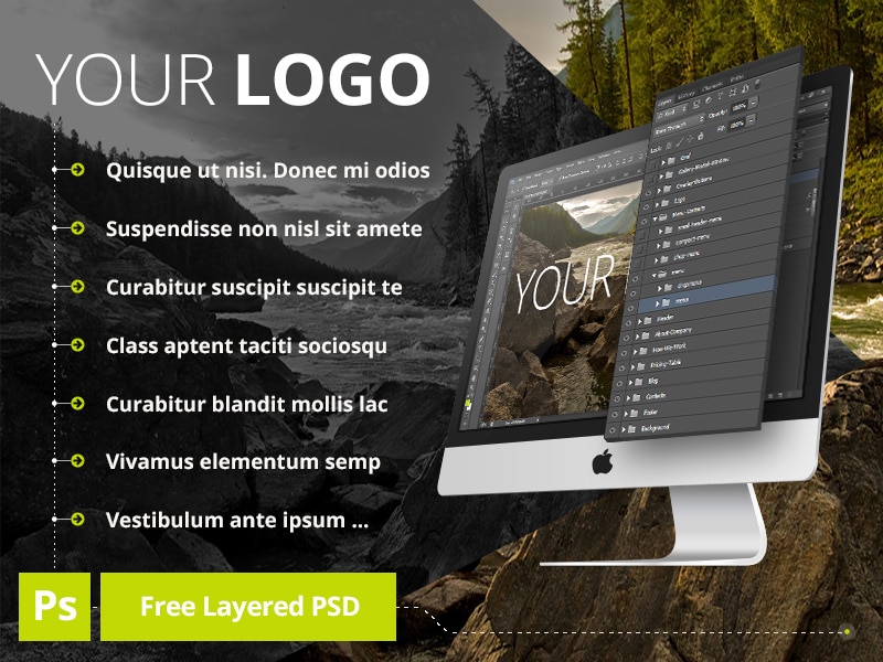 Free iMac Layered MockUp PSD
