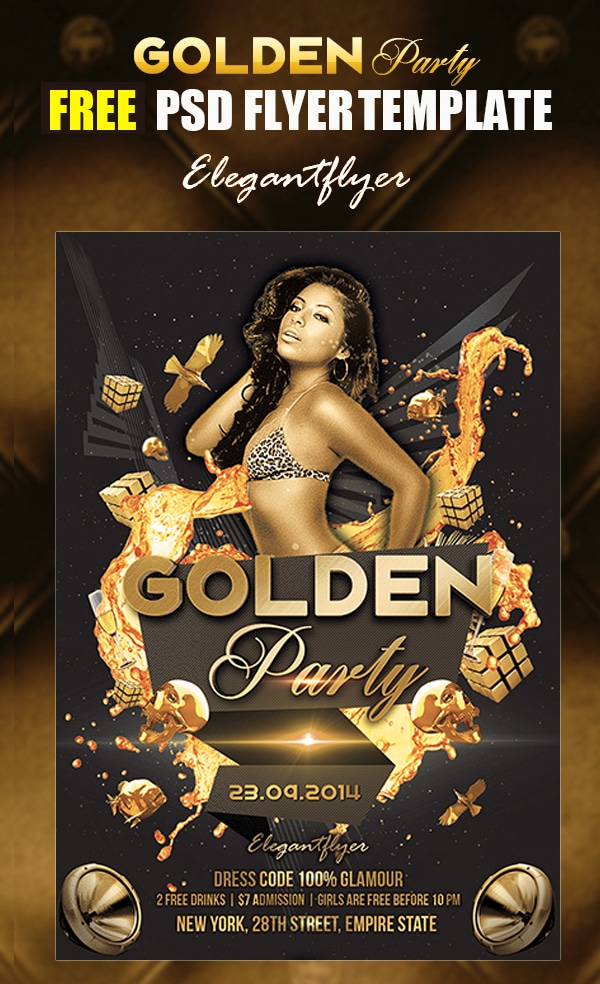 Golden Party – Free Flyer Template PSD
