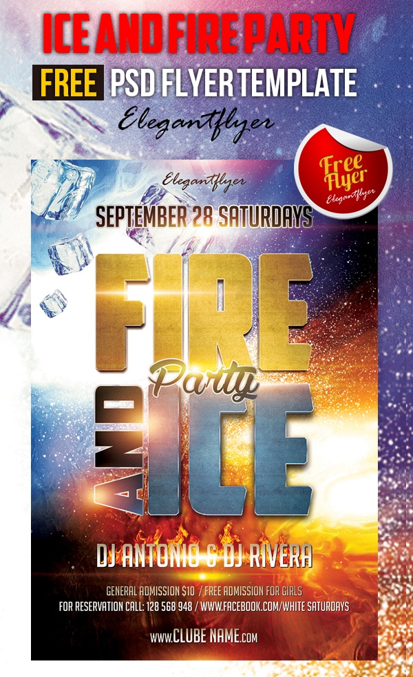 Ice and Fire Party – Free Club and Party Flyer Template PSD