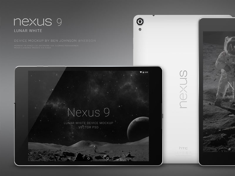 Nexus 9 Lunar White Mockup PSD