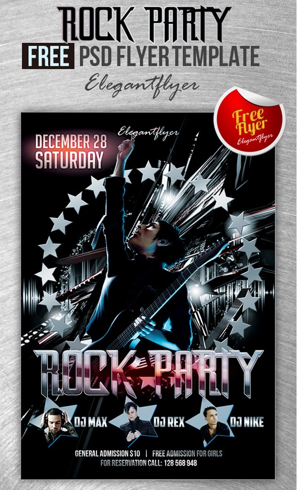 Rock Party – Club and Party Free Flyer Template PSD