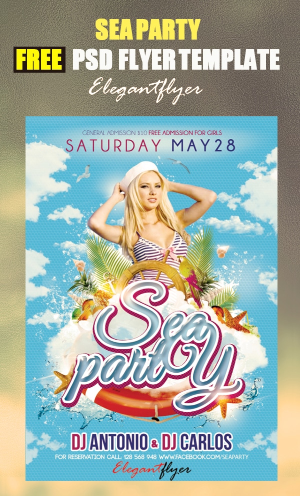 Sea party Free Flyer Template PSD