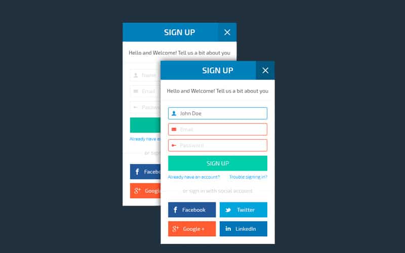 Sign Up Form PSD