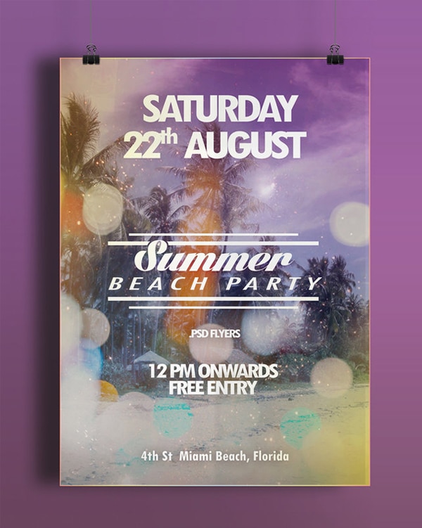 Summer Beach Party flyer Template PSD