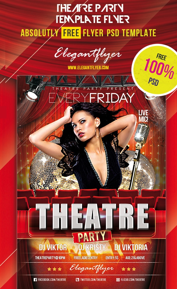 Theatre Party – Club and Party Free Flyer Template PSD