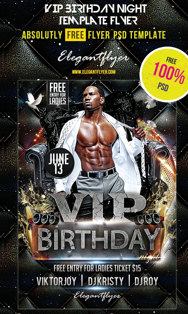 VIP Birthday Night – Club Free Flyer Template PSD