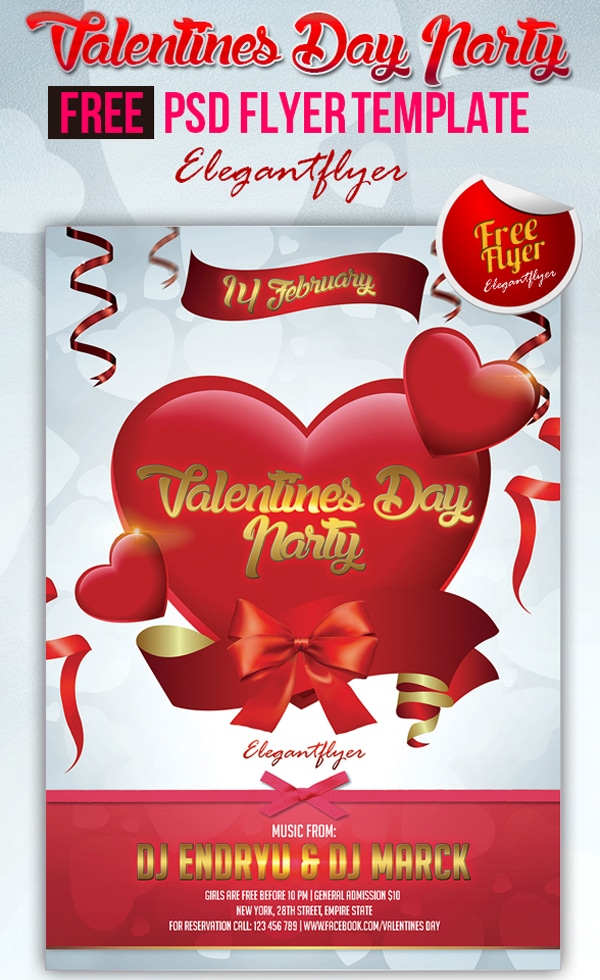 Valentines Day Party - Club and Party Free Flyer PSD