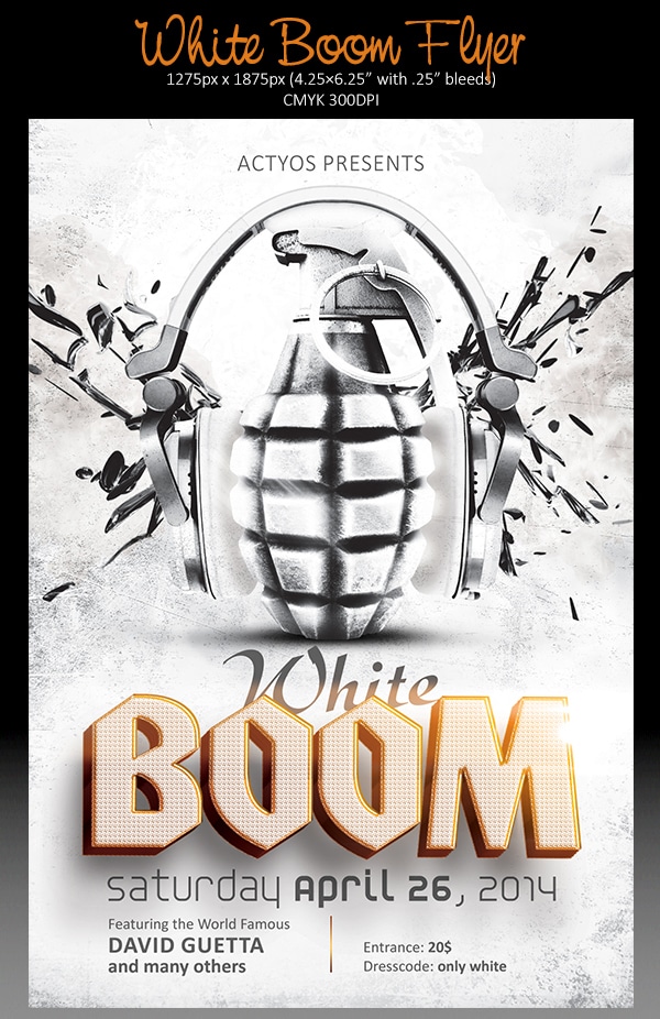 White Boom Flyer Template PSD