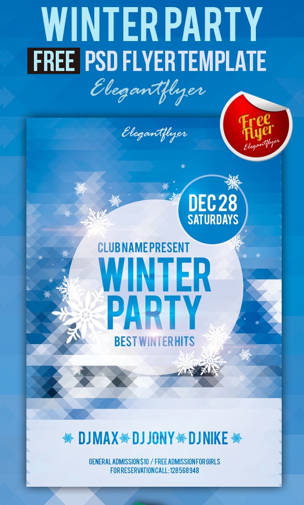 Winter Party - Free Club and Party Flyer Template PSD