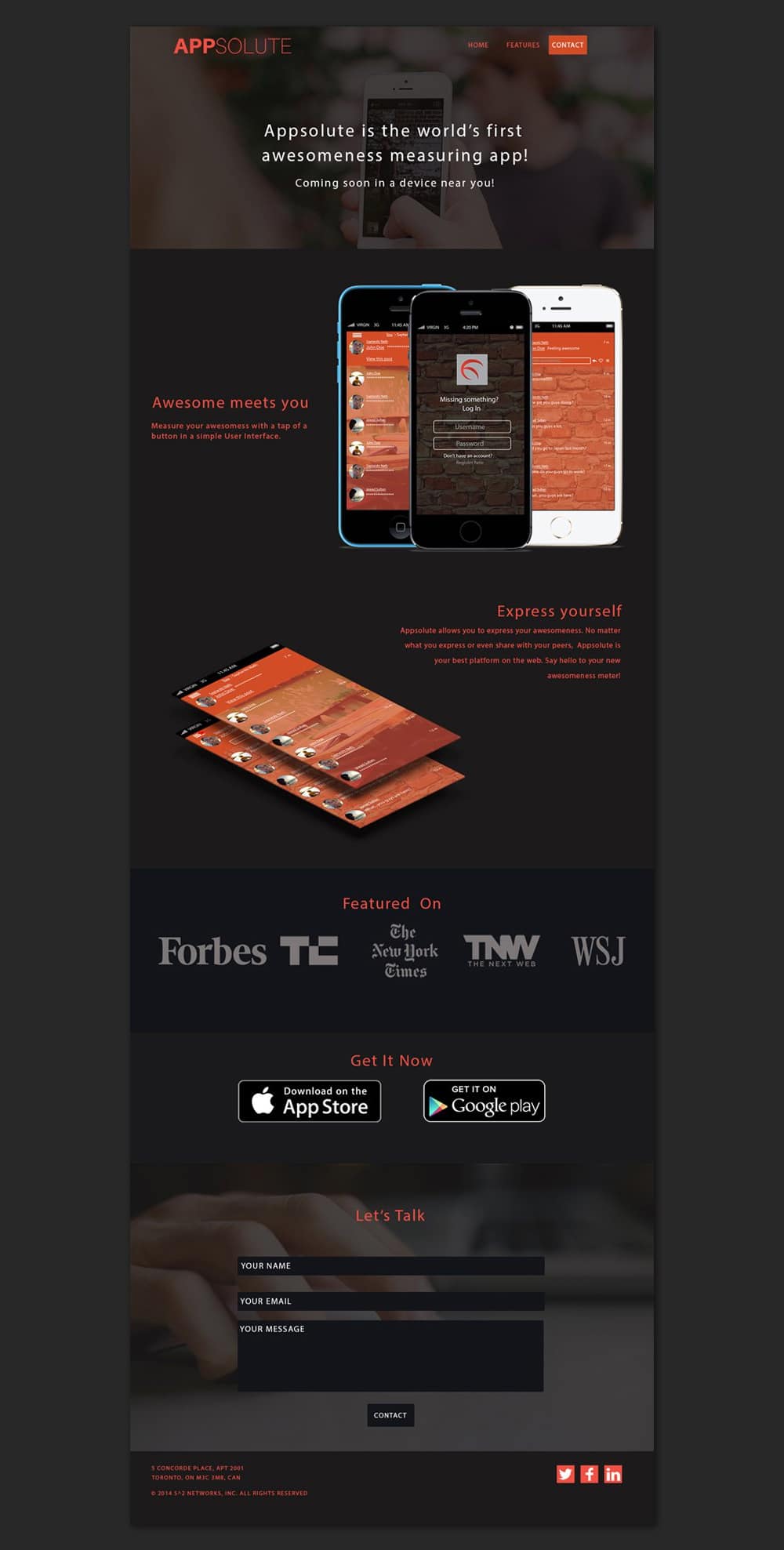APPSOLUTE Free Landing Page Template