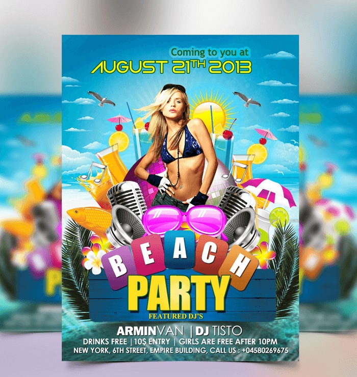 Beach Party Flyer Template PSD