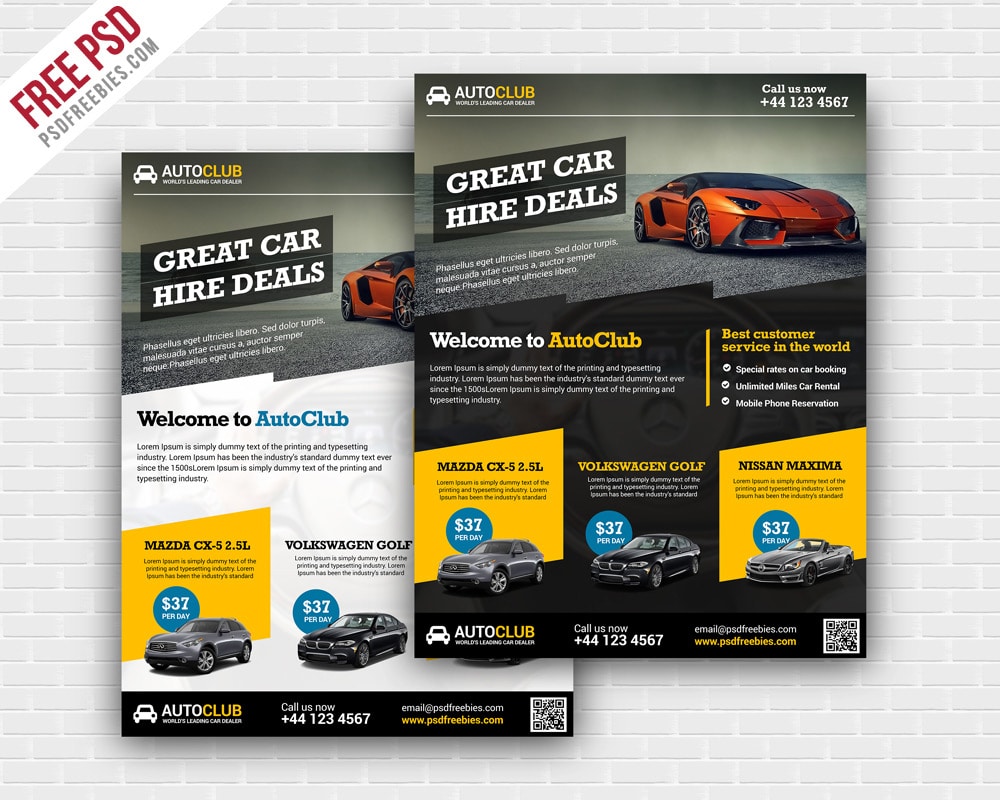 Cars Rental Flyer Template PSD