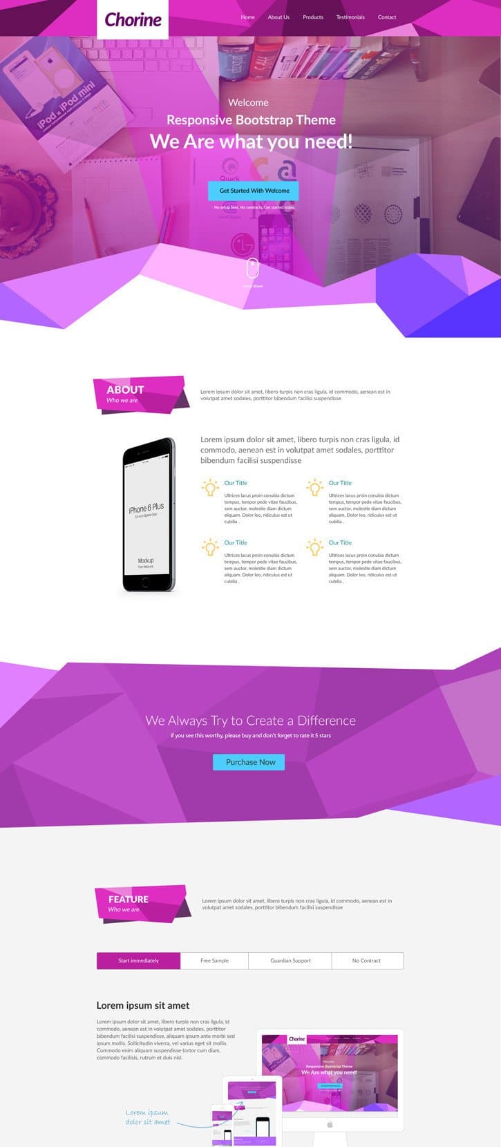 Chorine – Free Onepage Web Template PSD