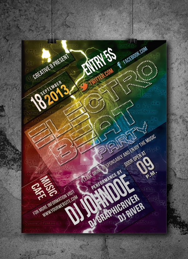 Electro Beat Flyer Template PSD