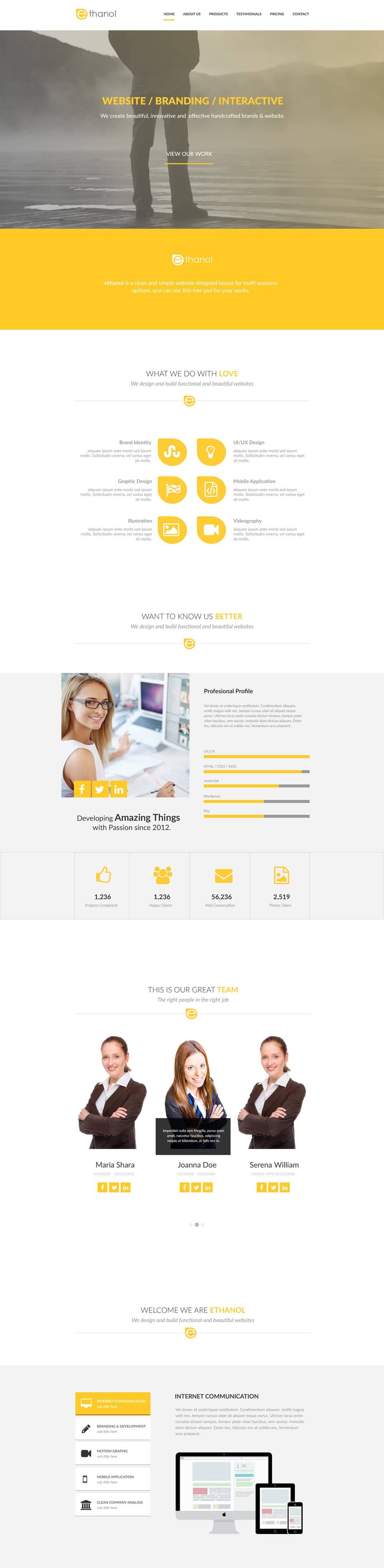 Ethanol – Free Web Template PSD