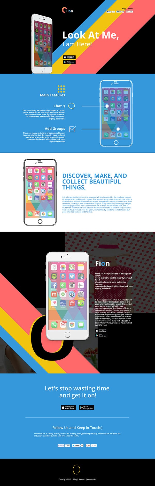 Fion – Mobile App Landing Template PSD