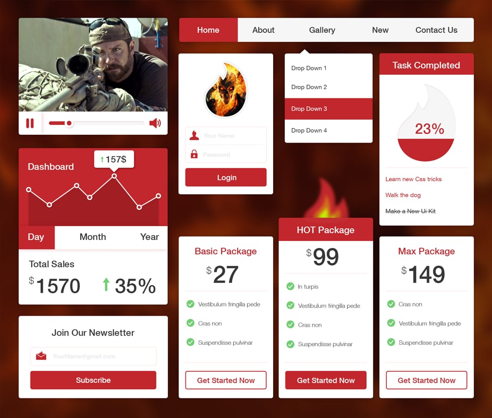 Fire UI Kit PSD