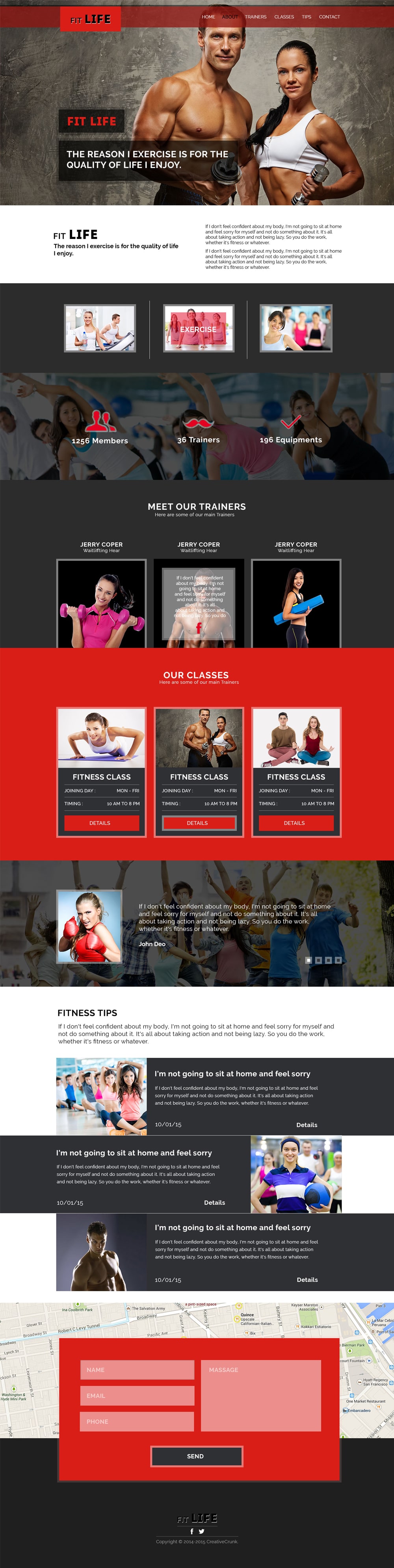 FitLife – Fitness One Page Template PSD