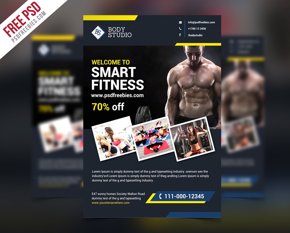 Fitness or Gym Flyer Template PSD