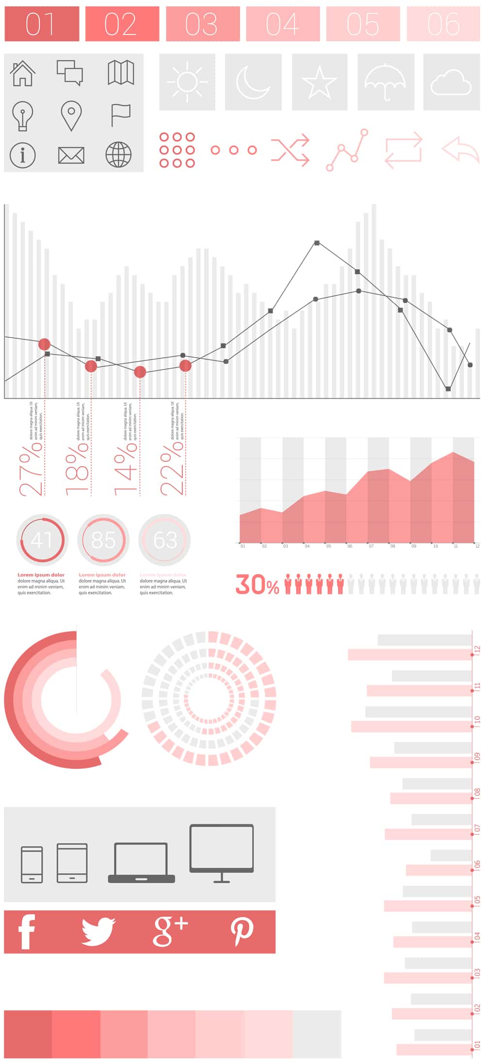 Flat UI Design Infographic Elements