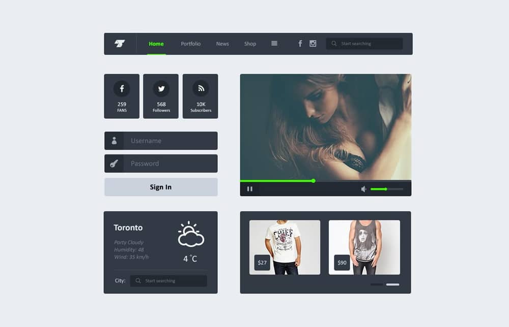 Flat UI Kit PSD