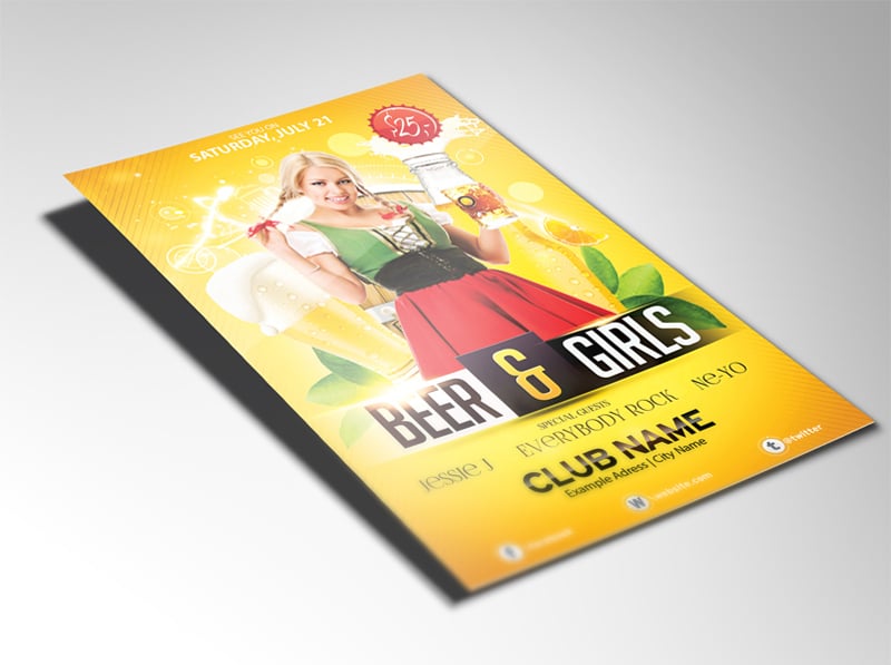 Free Beer and Girls Flyer PSD