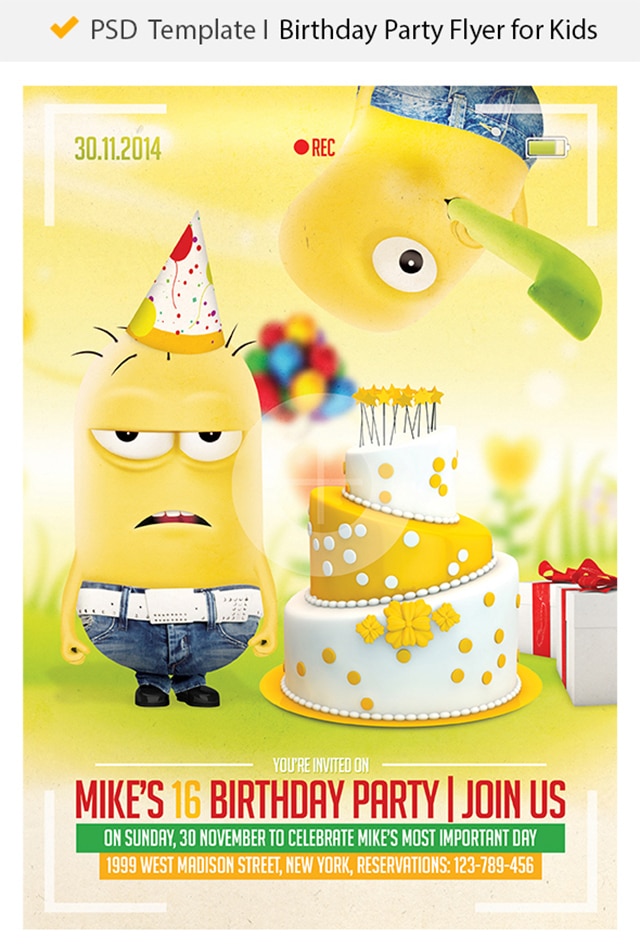 Free Birthday Party Flyer PSD