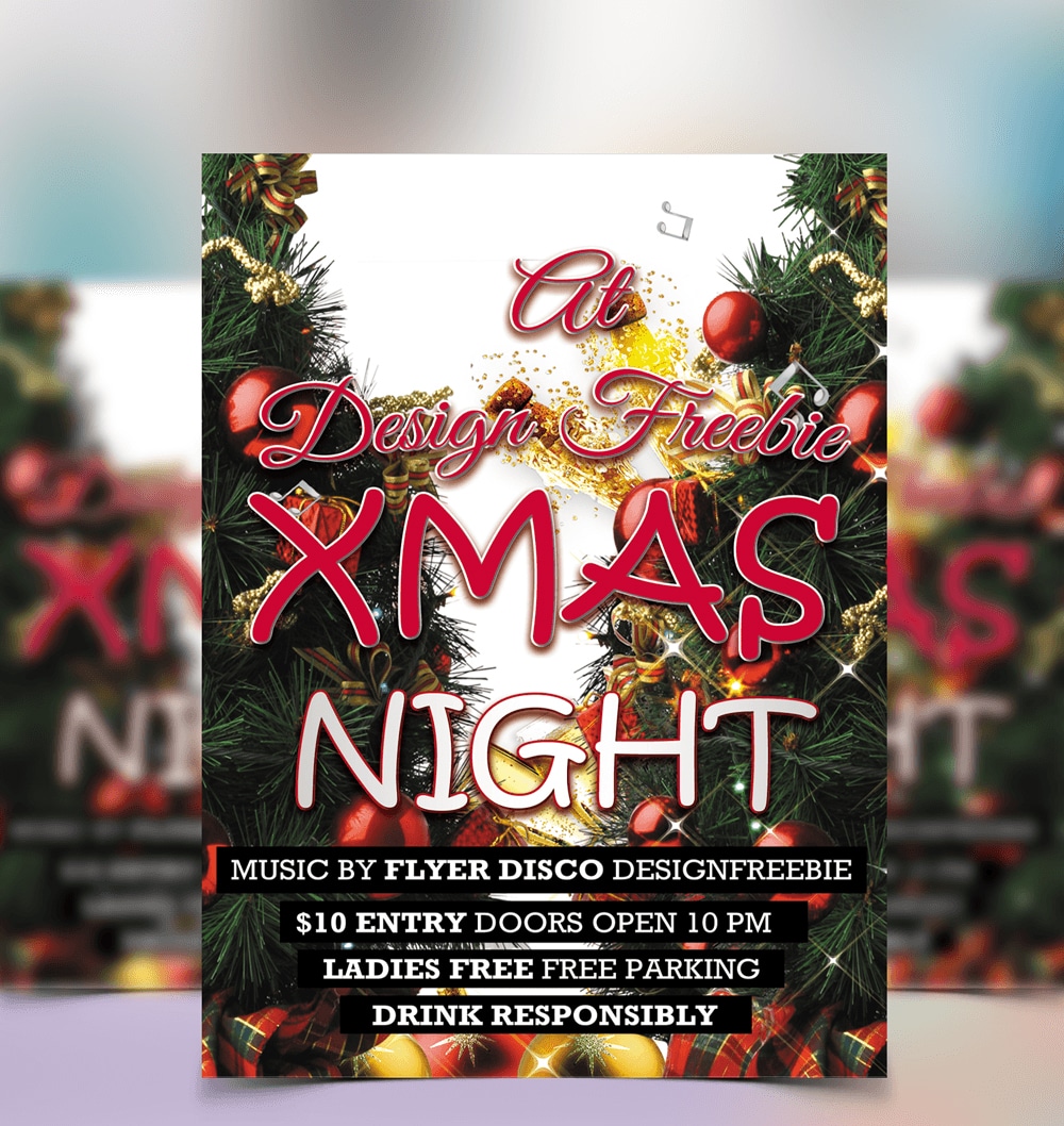 Free Christmas Night Party Flyer Template PSD