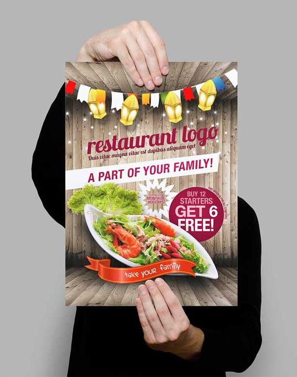 Free Styled Restaurant Flyer Template PSD