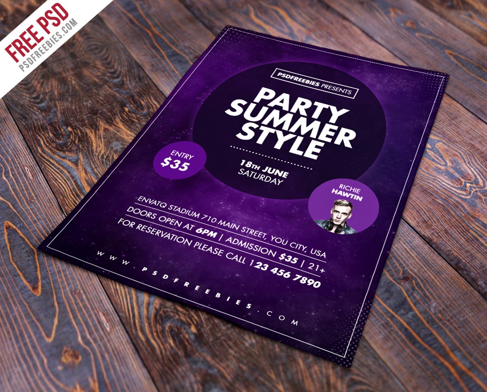 Free Summer Party Flyer Template PSD