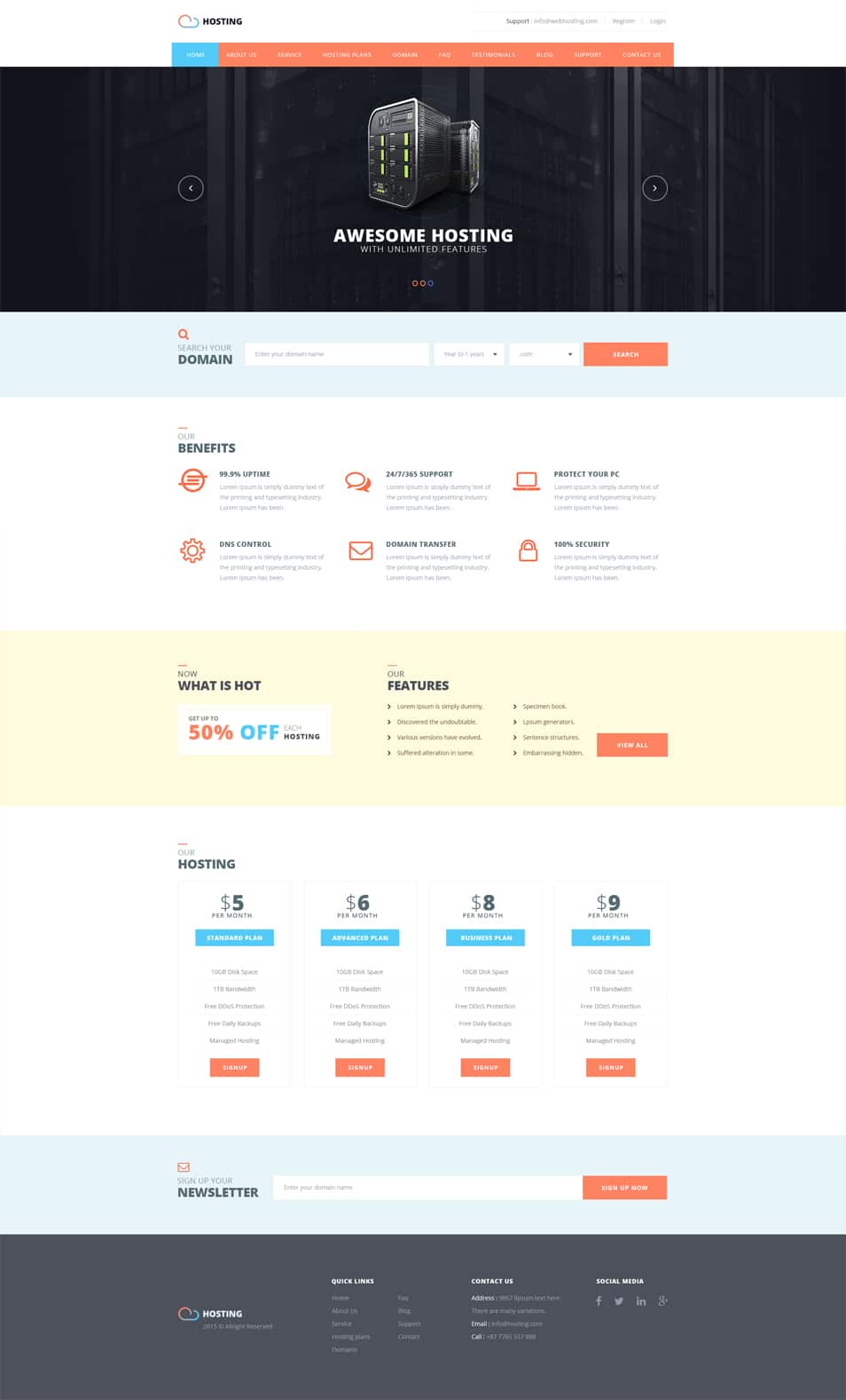 free flat style single page website design template psd