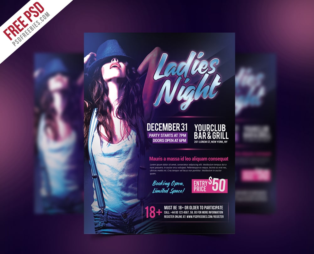 Ladies Night Flyer Template PSD