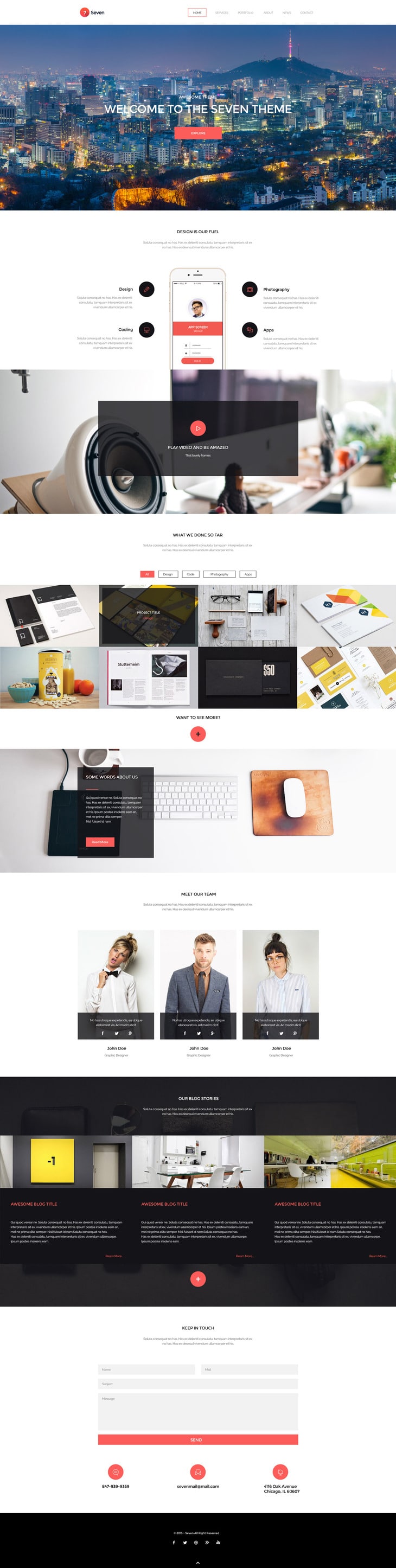 Seven - Creative Portofolio Template PSD