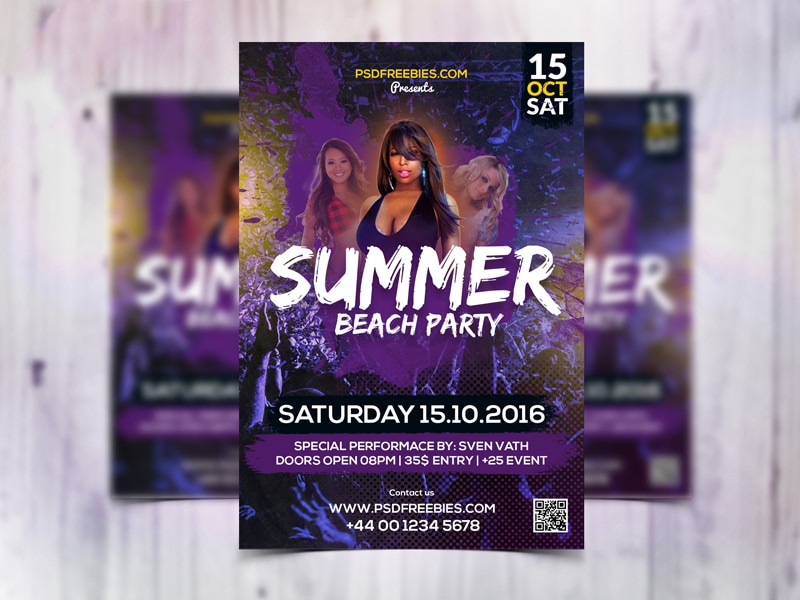Summer Beach Party Flyer Template PSD