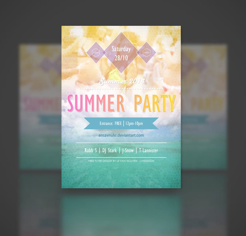 Summer Party- Free Party Flyer Template PSD