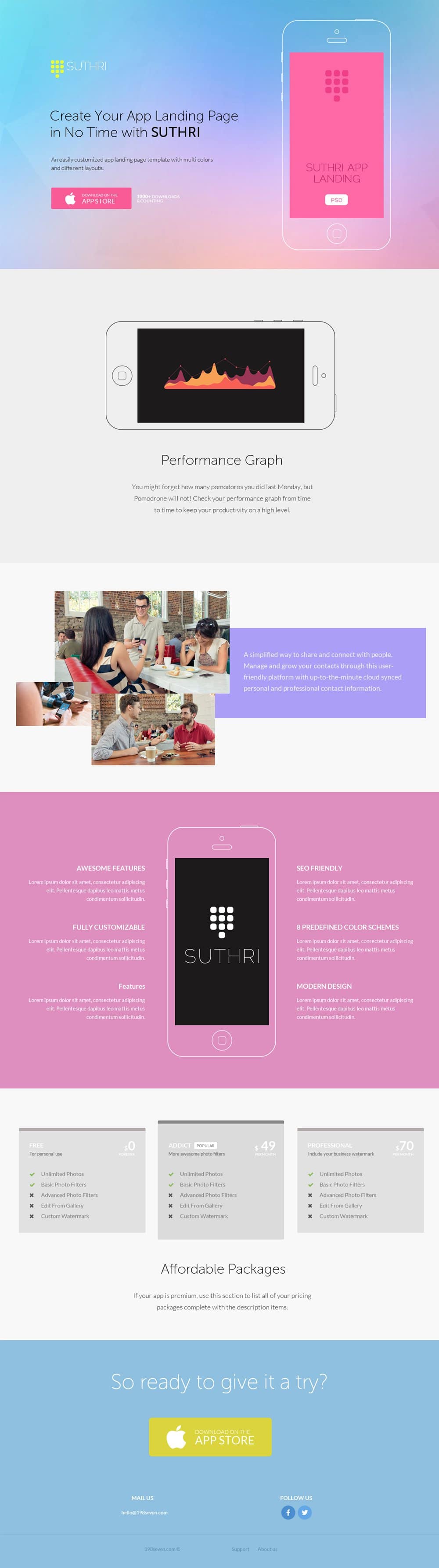 Suthri App Landing Page PSD