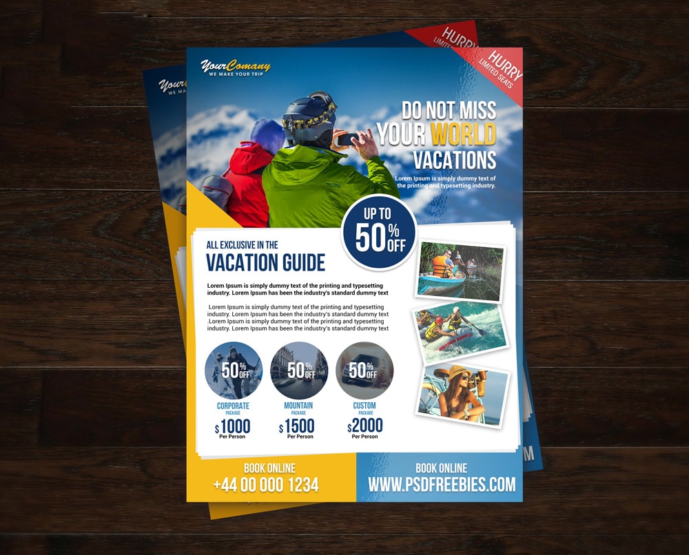 Travel Tour and Vacation Flyer Template PSD
