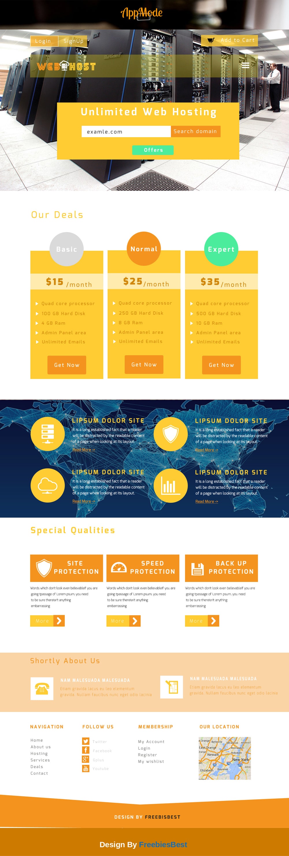 Web-Host Flat Hosting Template PSD