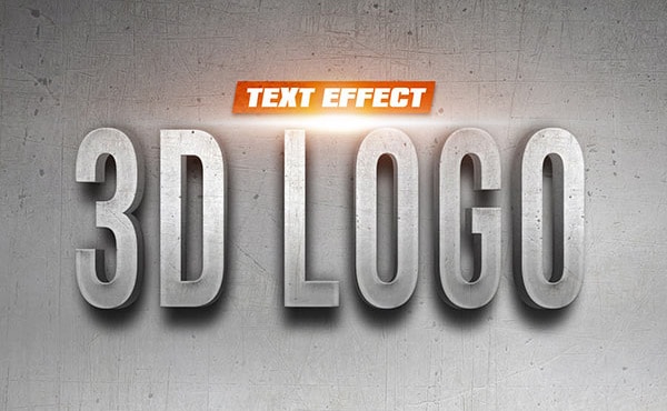 3D Logo On Wall Text Effect PSD