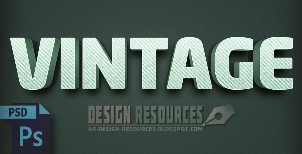 3D Vintage Text Effect PSD