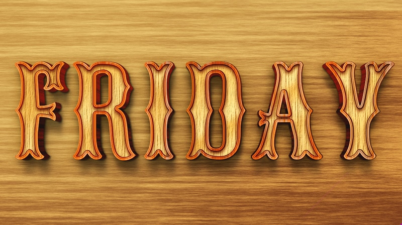 3D Wood Text Style PSD