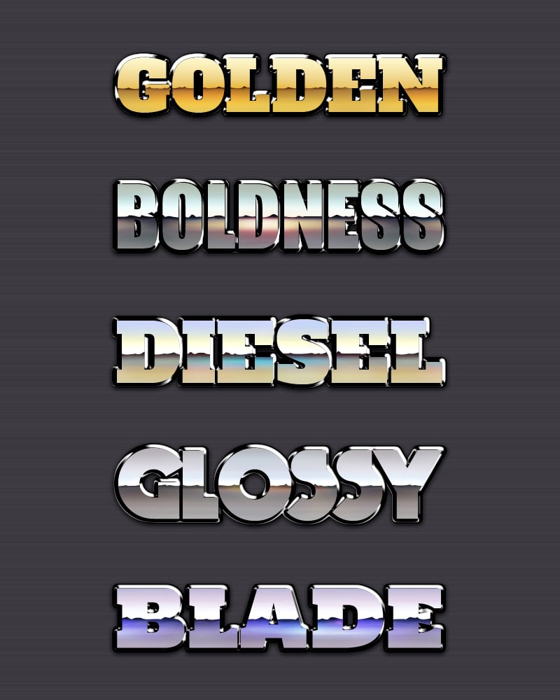 Chrome Reflection Text Styles PSD