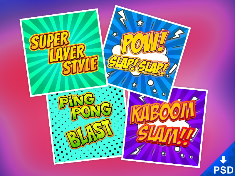Comic Book Text Styles PSD