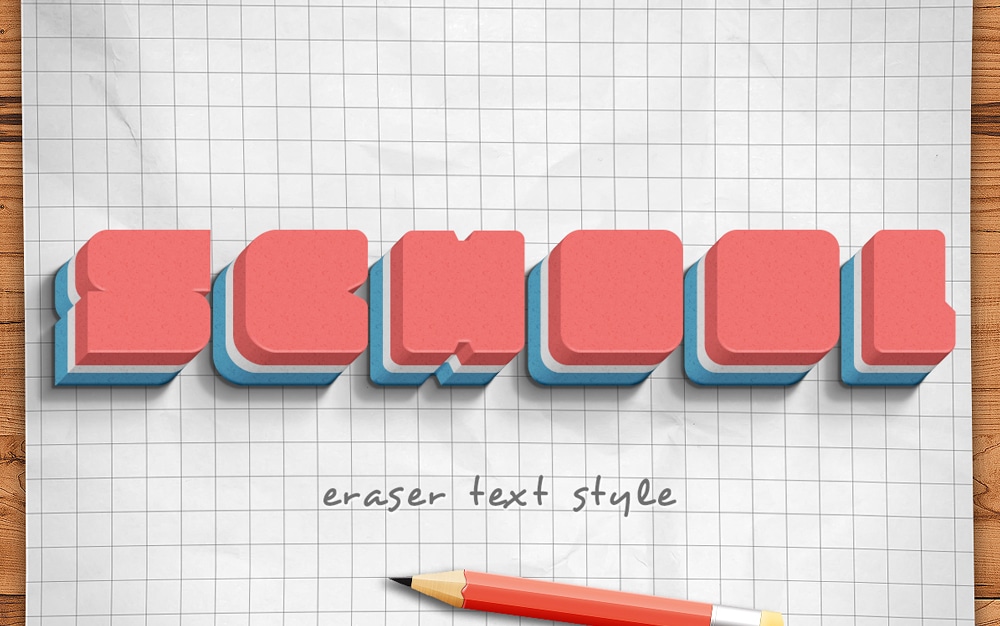 Eraser Text Style PSD
