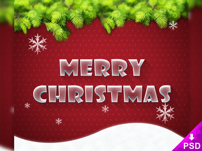 Free Merry Xmas Text Style PSD